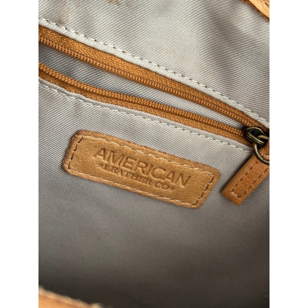 American Leather Co Shoulder Bag Large Tan Honey Leather Hobo Tote - Picture 7 of 14